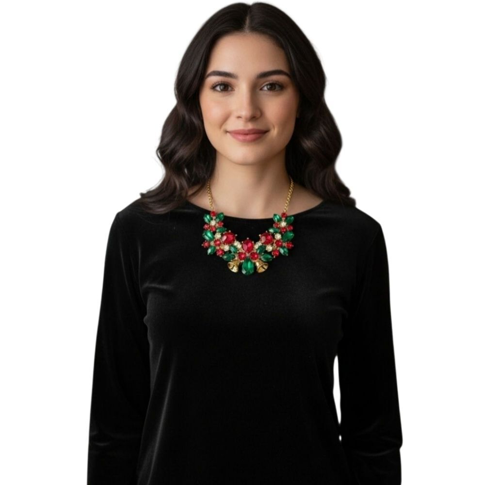 Black Velvet Top Minimalist Stretchy Y2K Holiday Capsule Womens M - Picture 2 of 9